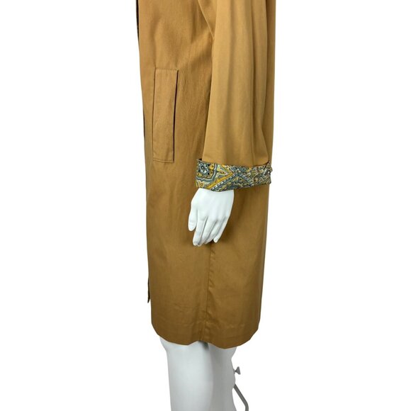 Vintage 70s Reversible Coat Women's Medium Paisley Print Gray Tan Trench - Picture 6 of 16